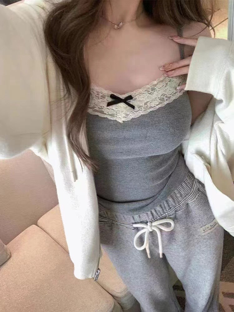 Pure Desire Bowknot Camisole Vest - Slim Fit Sleeveless Bottoming Top for Women