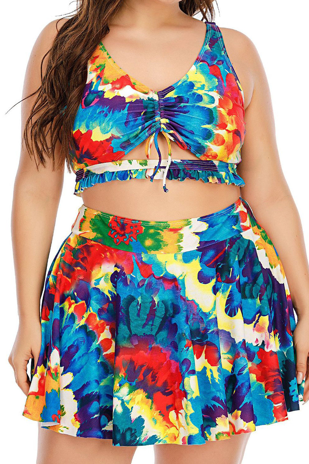 Women Elastic Waistband Printed Pattern Skirt Style Soft Swimwear