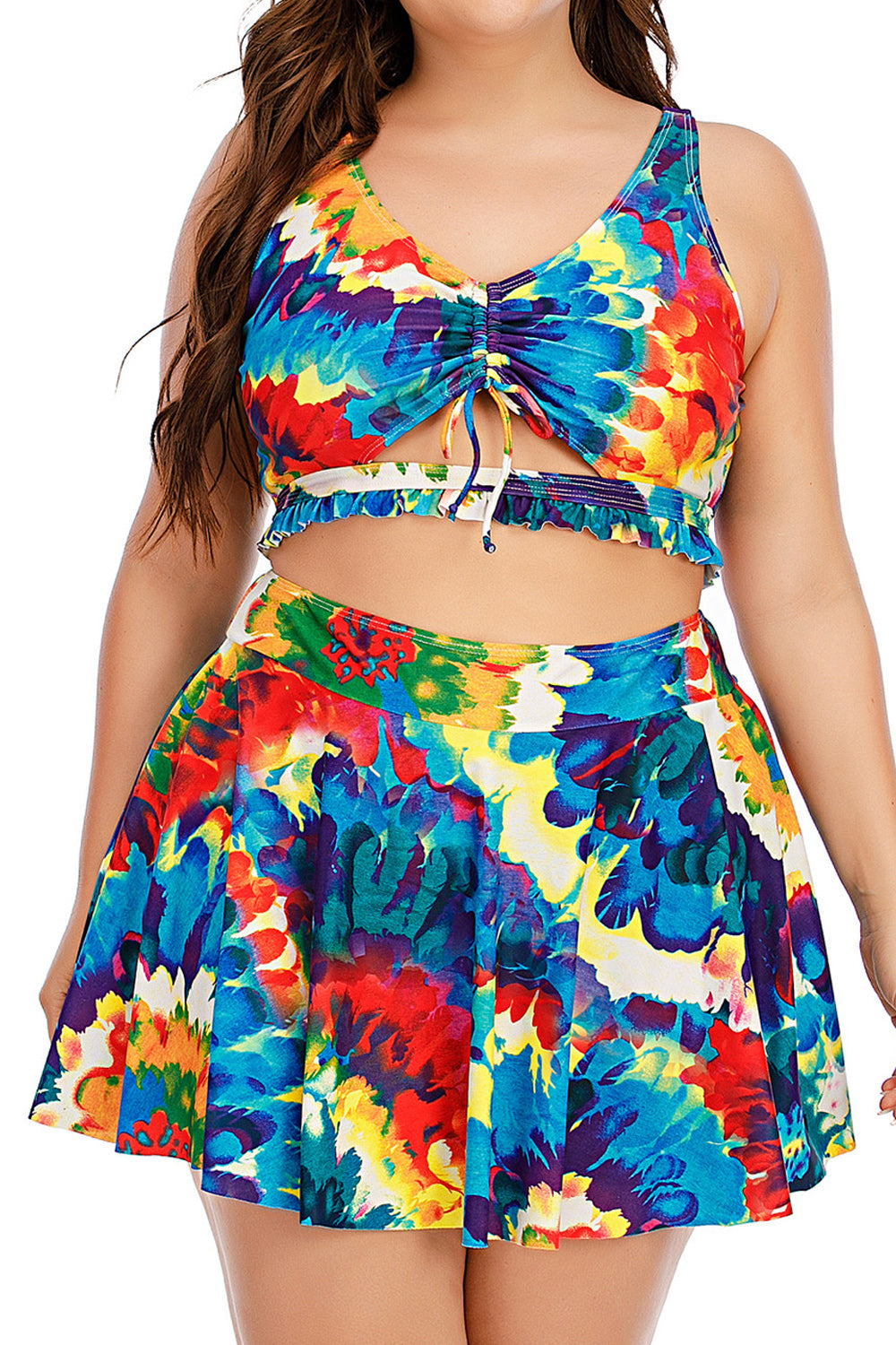 Women Elastic Waistband Printed Pattern Skirt Style Soft Swimwear