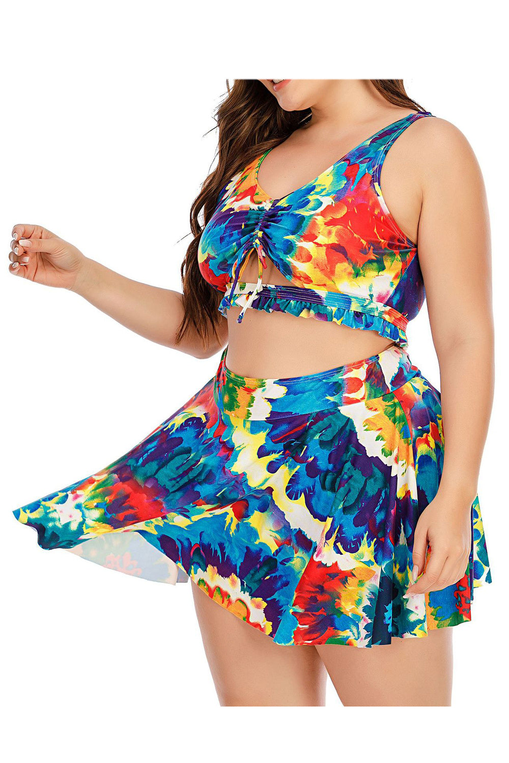 Women Elastic Waistband Printed Pattern Skirt Style Soft Swimwear