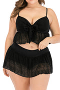 Women Two Piece Skirt Strap Neck Easy Solid Colored Swimwear