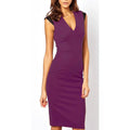 Women Slim Fit Deep V-Neck Sleeveless Casual Dress