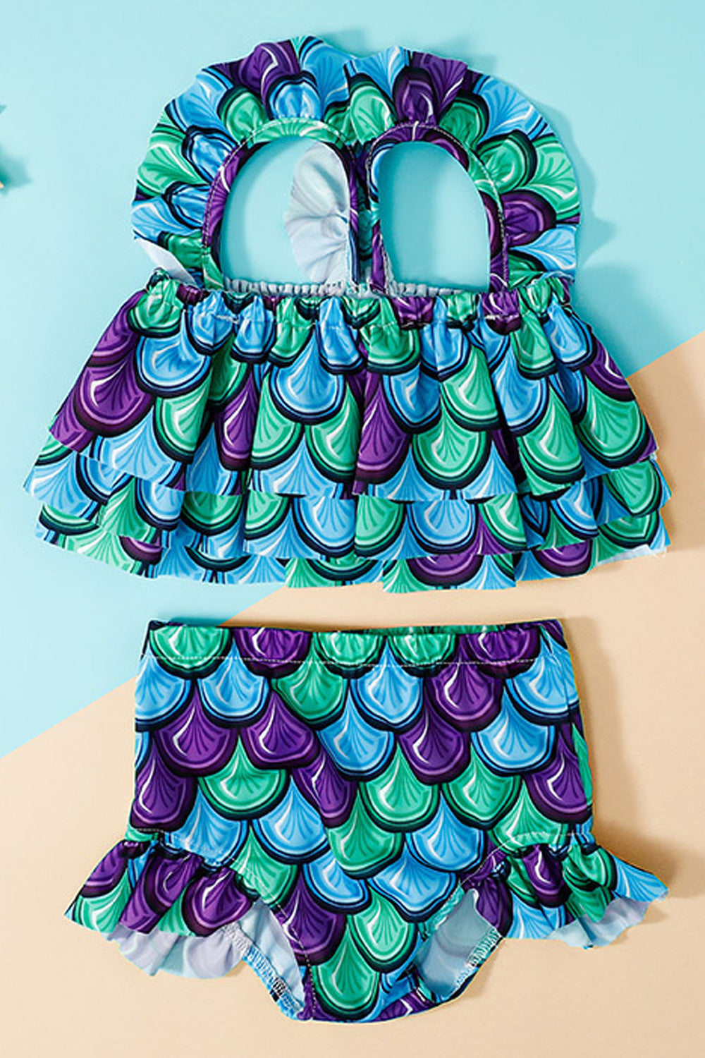 Toddler Girls Trendy Printed Pattern Easy Elastic Waist Soft Two Piece Swimsuit