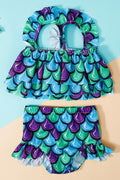 Toddler Girls Trendy Printed Pattern Easy Elastic Waist Soft Two Piece Swimsuit