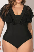 Women Lace Decorated Shoulder One Piece Slim Fit Comfortable Swimwear
