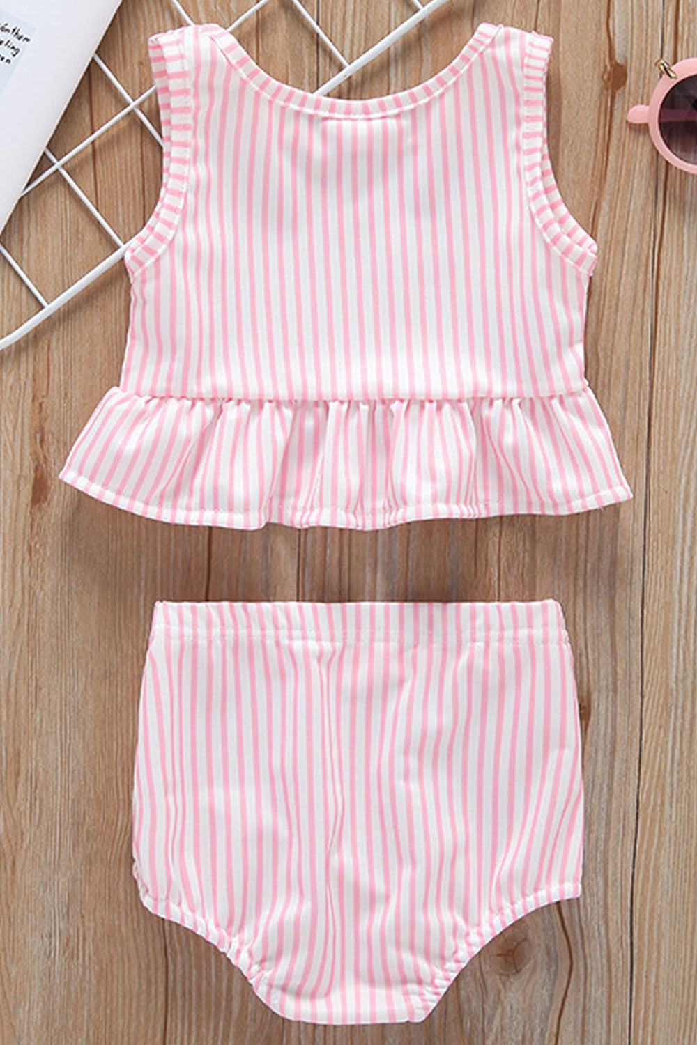 Baby Girls Summer Comfort Striped Two Piece Swimwear Set