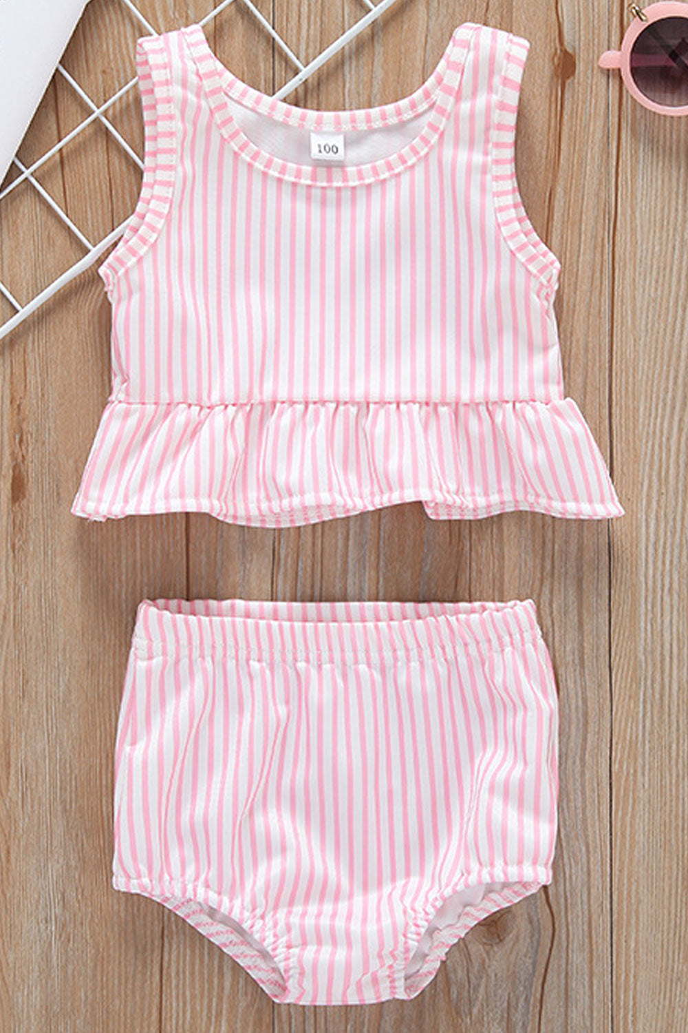 Baby Girls Summer Comfort Striped Two Piece Swimwear Set