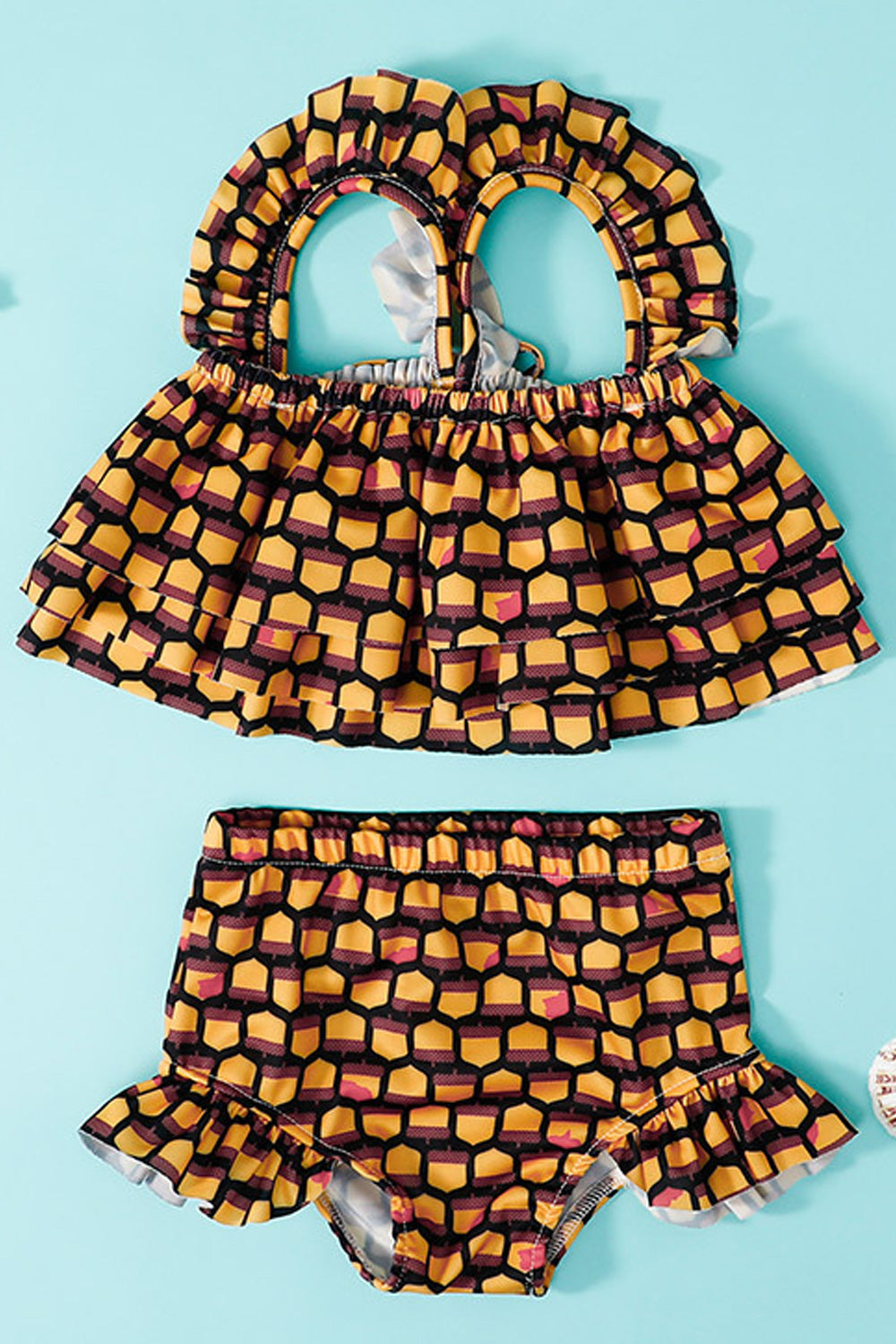 Baby Girls Stylish Printed Pattern Seaside Two Piece Swimwear