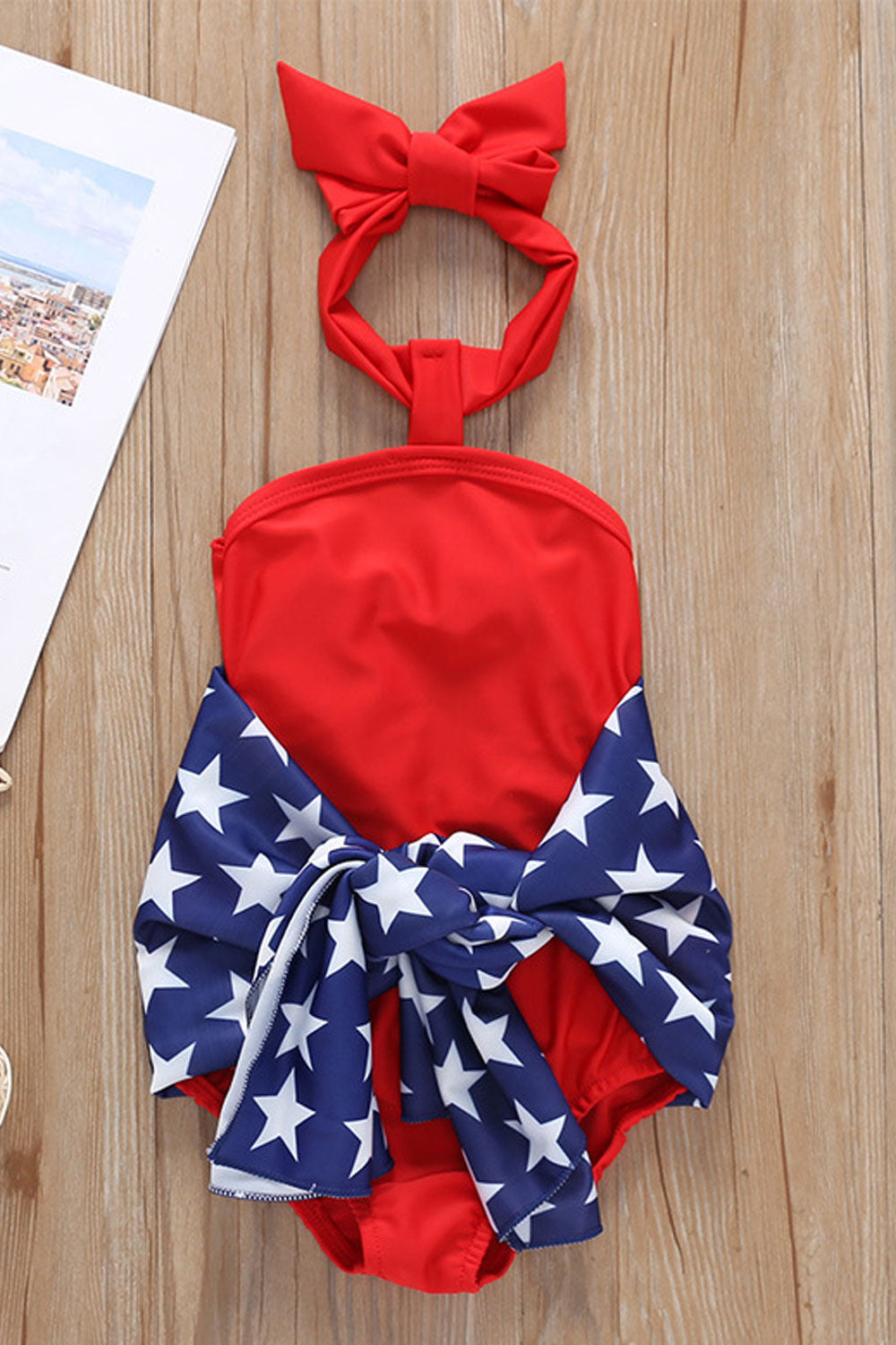 Toddler Girls Star Printed One Piece Halter Neck Beach Swimsuit