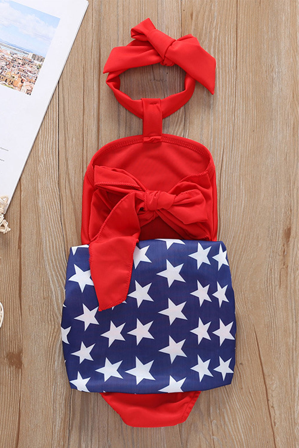 Toddler Girls Star Printed One Piece Halter Neck Beach Swimsuit
