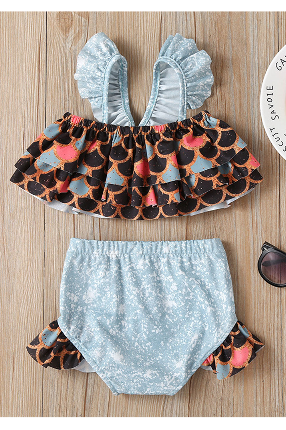 Toddler Girls Stretchable Material Fashionable Printed Swimsuit