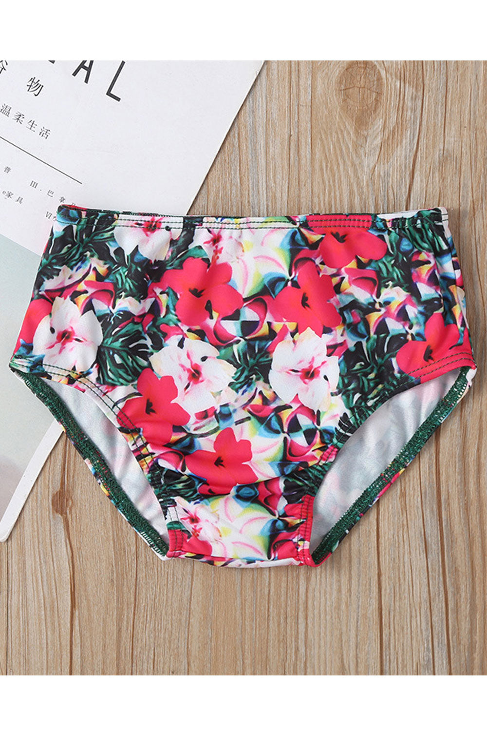 Baby Girls Fashion Printing Design Elastic Waist Two Piece Swimsuit
