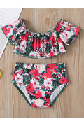 Baby Girls Fashion Printing Design Elastic Waist Two Piece Swimsuit