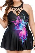 Women Lovely Printed Pattern Hook Closure Skirt Style Swimwear