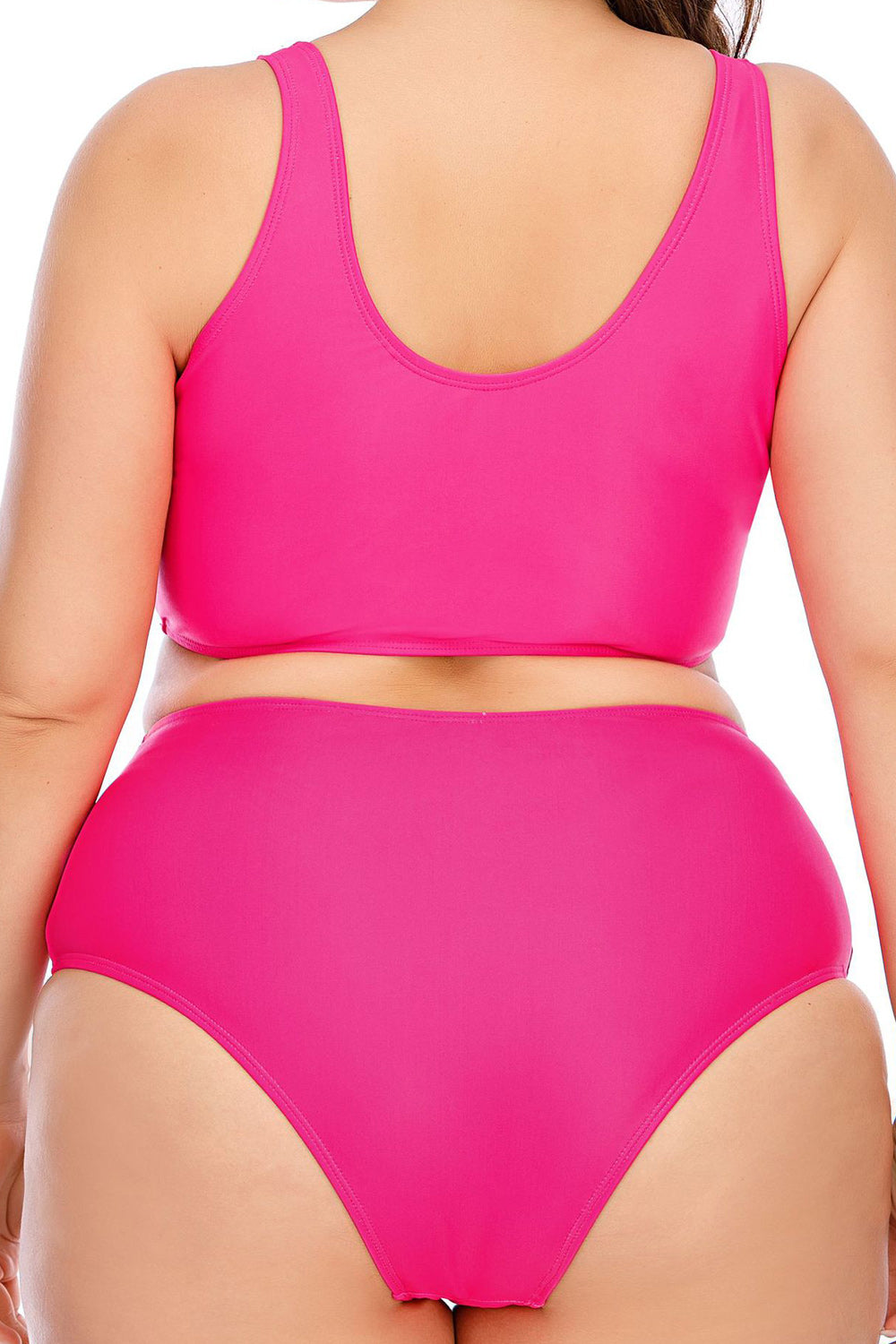 Women Hand Printed Two Piece Convenient Round Neck Smooth Swimwear