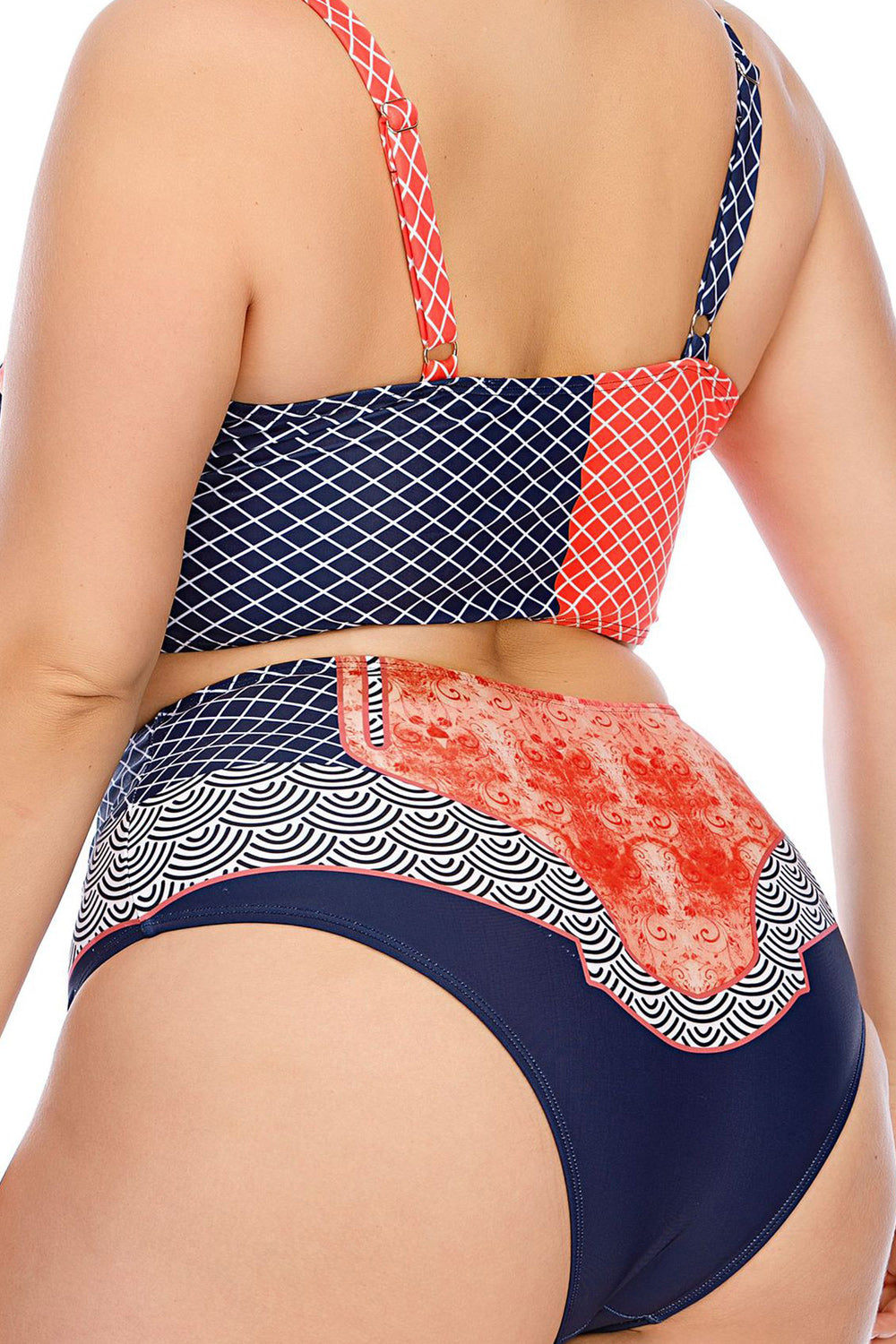 Women Thick Strap Printed Style Two Piece High Waist Swimwear