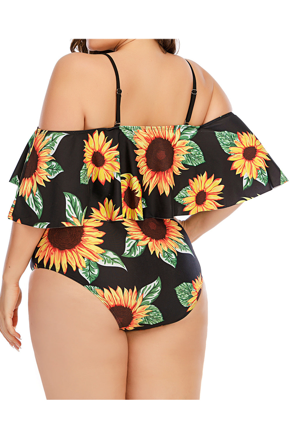 Women Flower Printed One Piece Adjustable Strap Swimwear