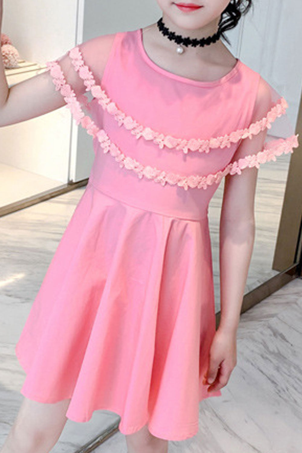 Kids Girls Easy Round Neck Solid Colored Fabulous Summer Casual Dress