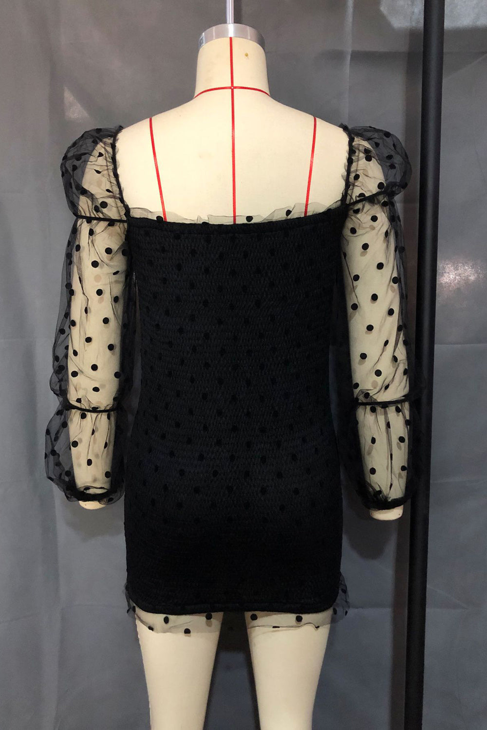 Women Solid Colored Elegant Thin Long Sleeve Square Neck Pretty Dress