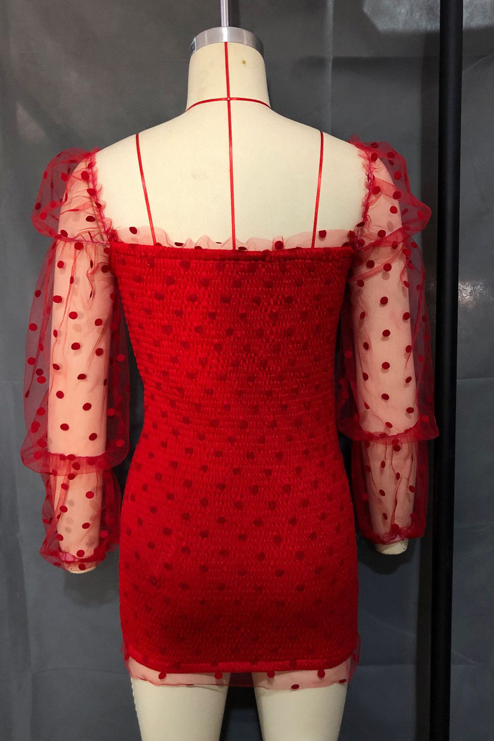 Women Solid Colored Elegant Thin Long Sleeve Square Neck Pretty Dress