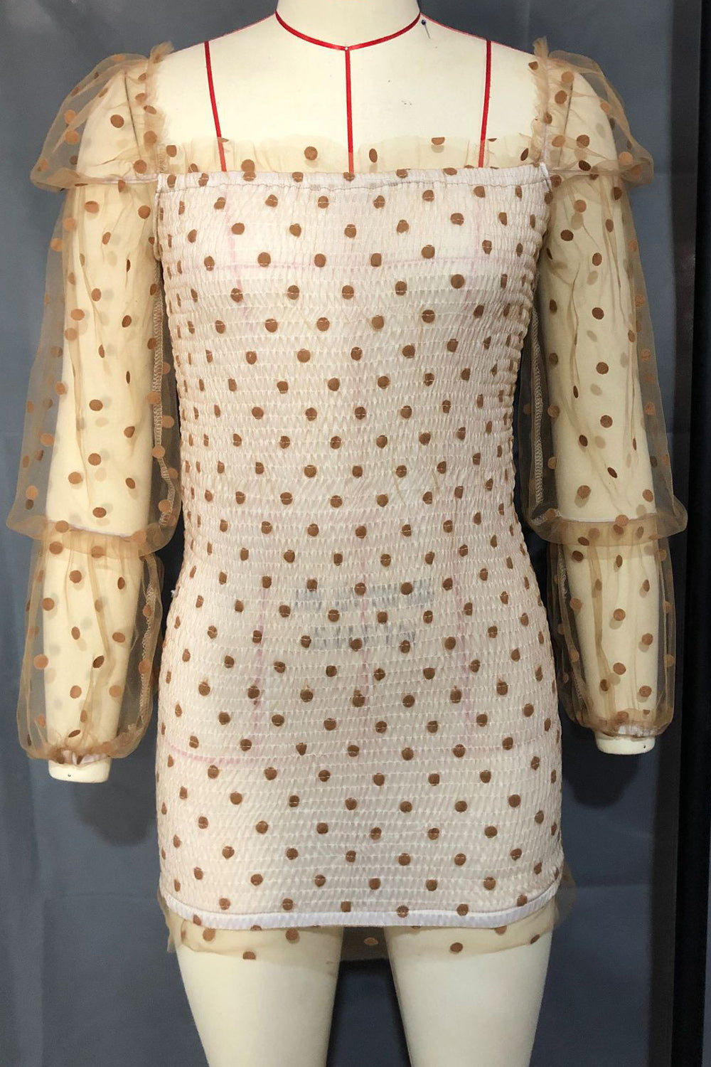 Women Solid Colored Elegant Thin Long Sleeve Square Neck Pretty Dress