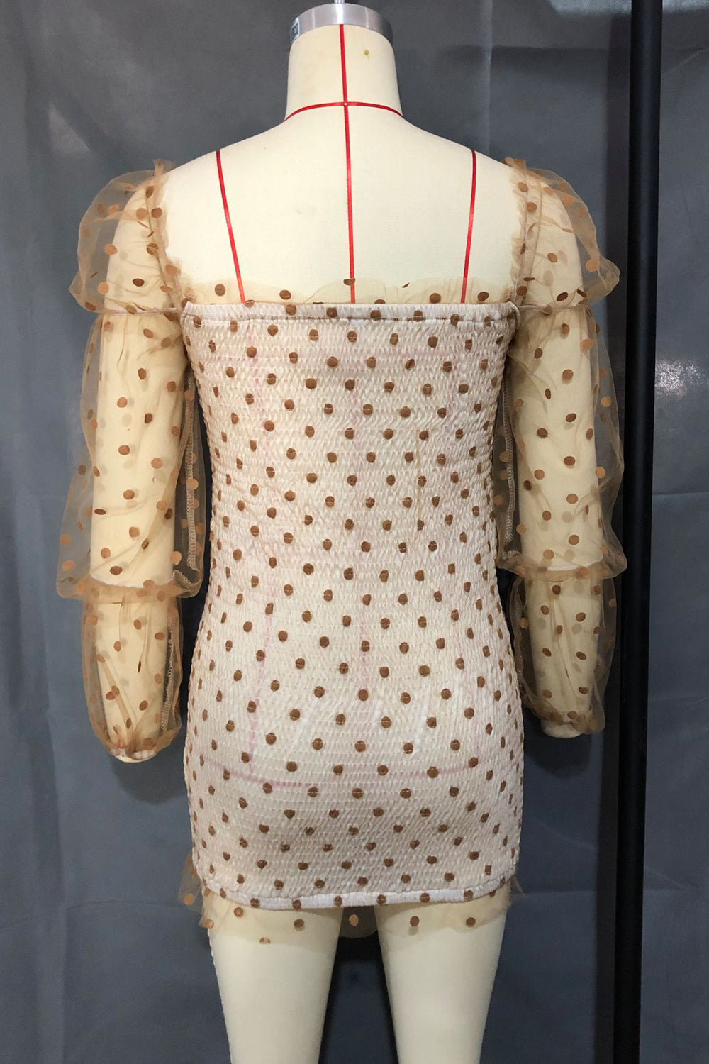 Women Solid Colored Elegant Thin Long Sleeve Square Neck Pretty Dress