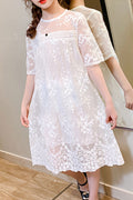 Kids Girls Magnificent Lace Decorated Short Sleeve Trendy Casual Perfect Summer Dress