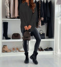 Women's Autumn Casual Solid Color Split Hem Long Sleeve Blouse
