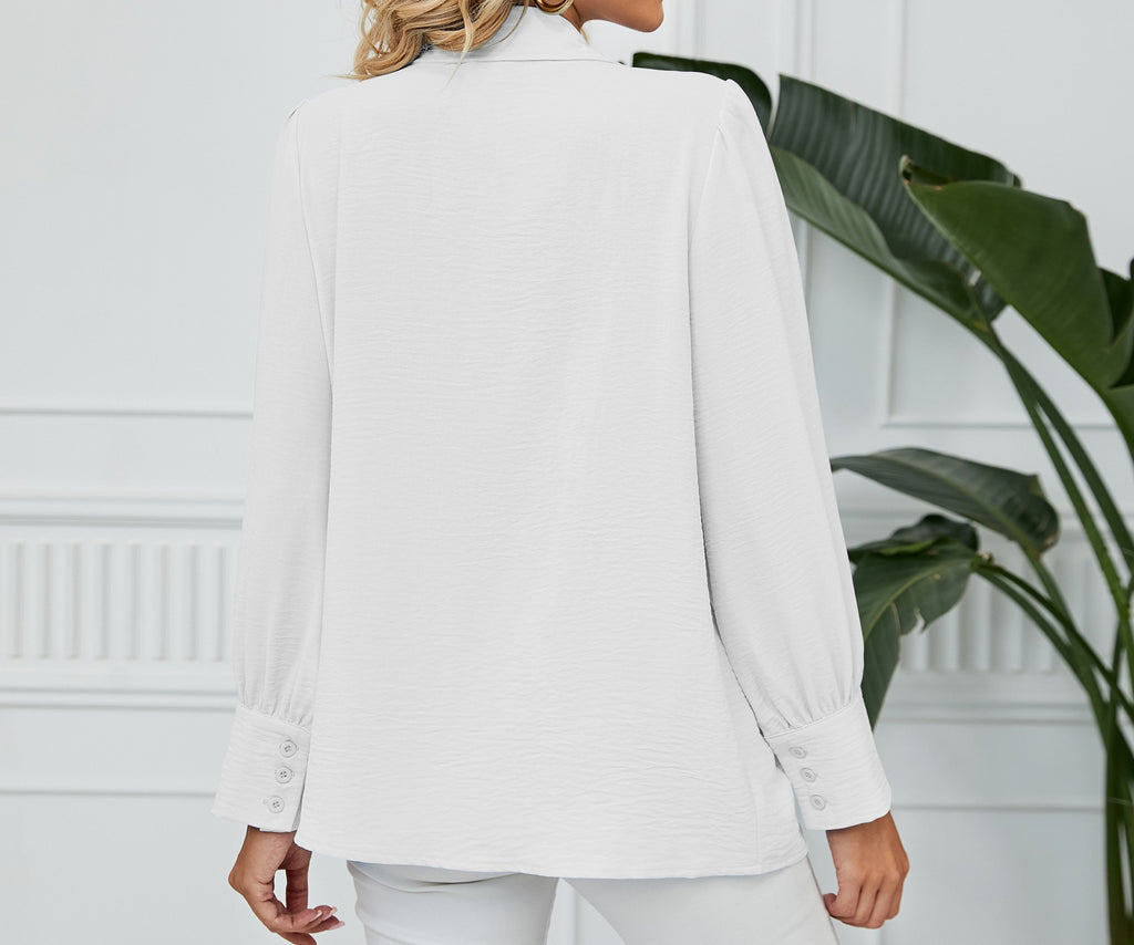 Women's New Chiffon Long Sleeve Loose Fit Button-Front Shirt - Elegant & Lightweight Blouse Top