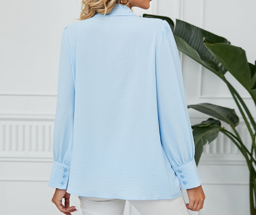 Women's New Chiffon Long Sleeve Loose Fit Button-Front Shirt - Elegant & Lightweight Blouse Top