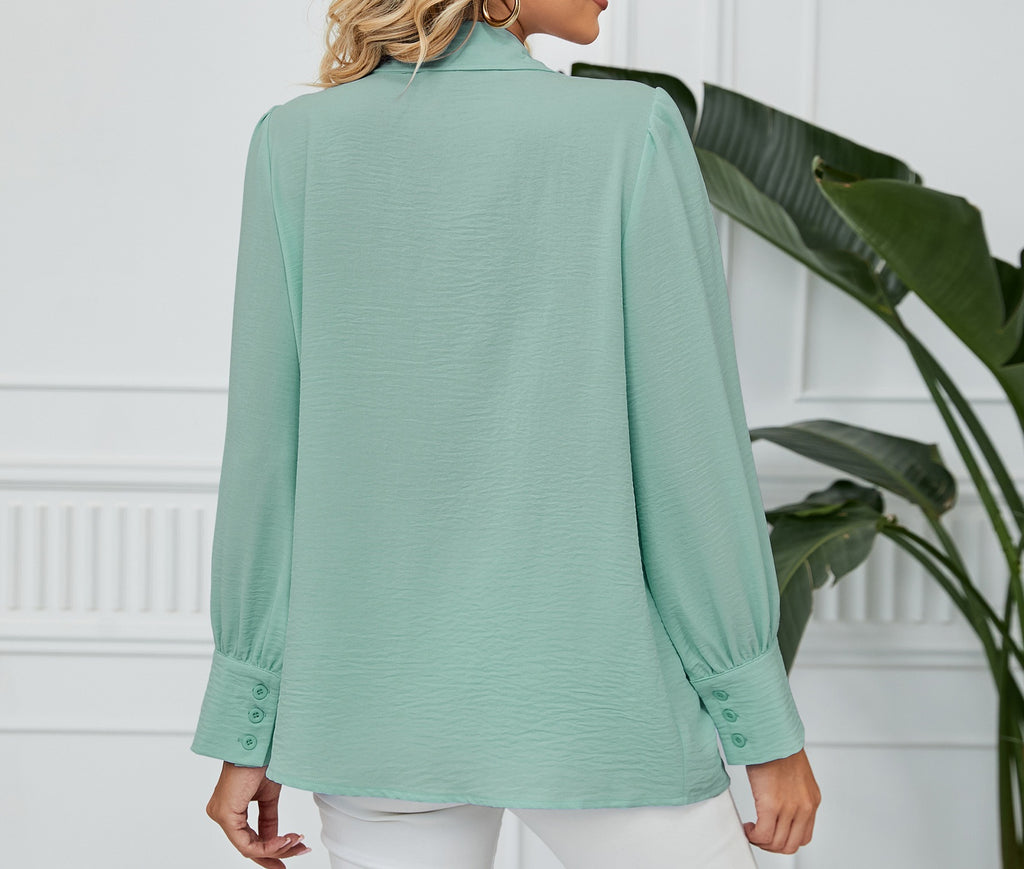 Women's New Chiffon Long Sleeve Loose Fit Button-Front Shirt - Elegant & Lightweight Blouse Top