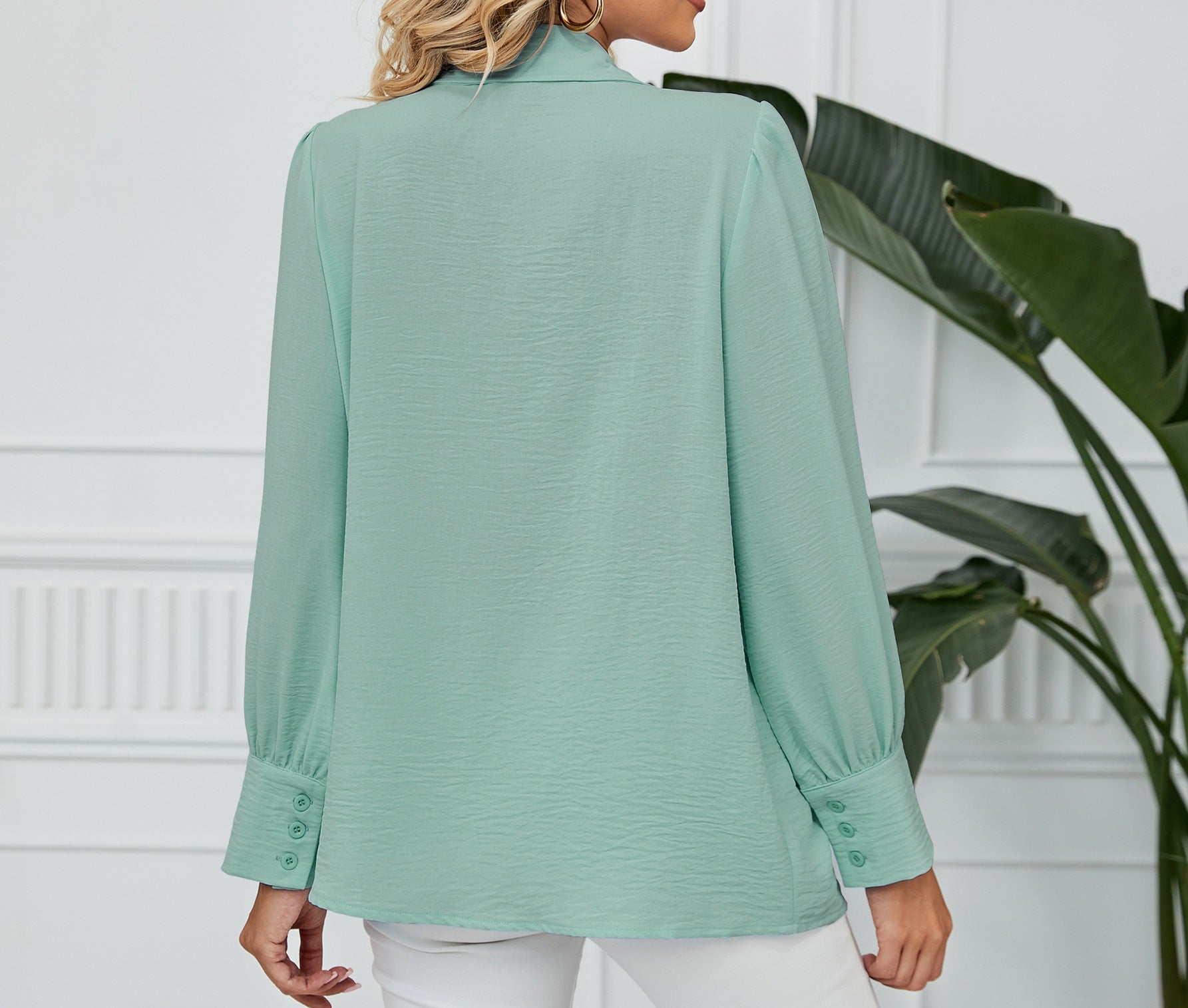 Women's New Chiffon Long Sleeve Loose Fit Button-Front Shirt - Elegant & Lightweight Blouse Top