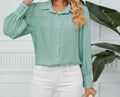 Women's New Chiffon Long Sleeve Loose Fit Button-Front Shirt - Elegant & Lightweight Blouse Top