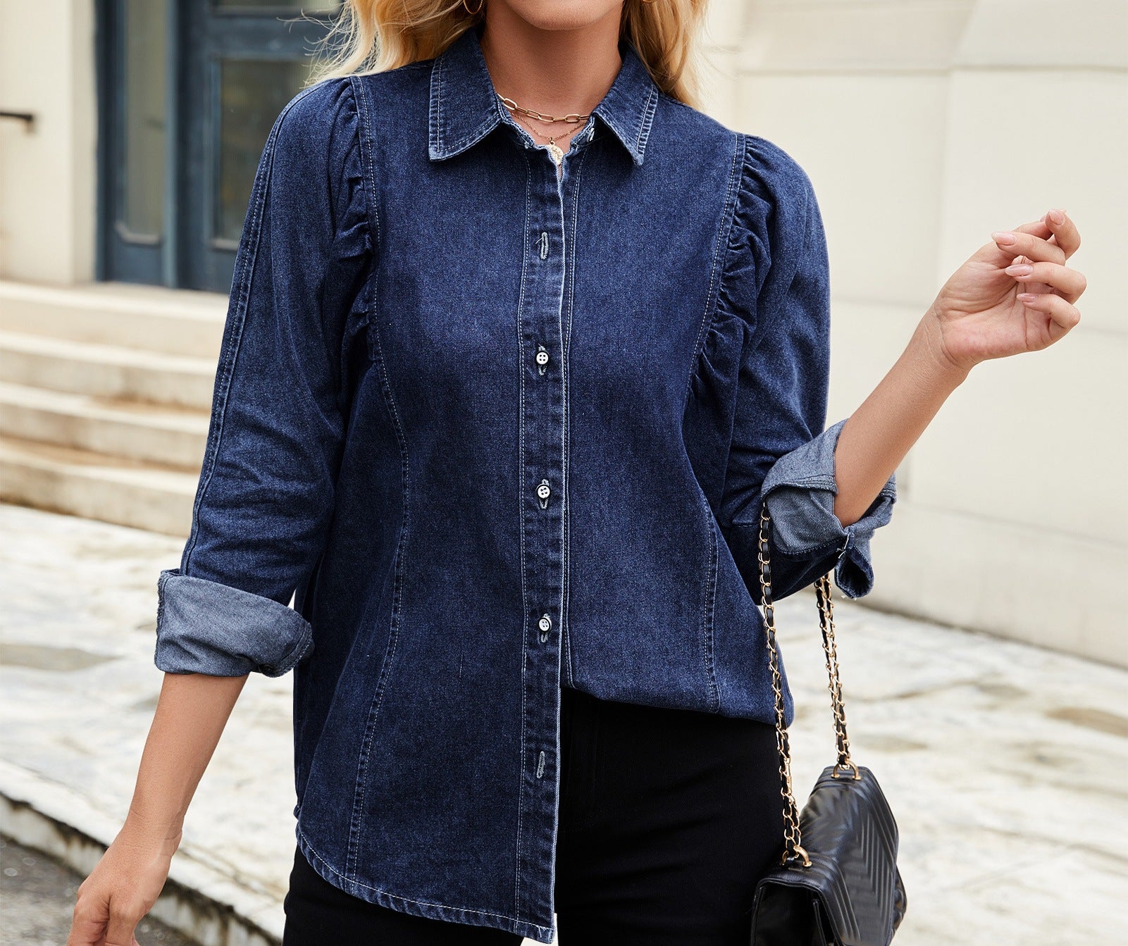 Women's Spring & Summer Washed Denim Shrug Shirt - Lightweight Long-Sleeved Casual Top