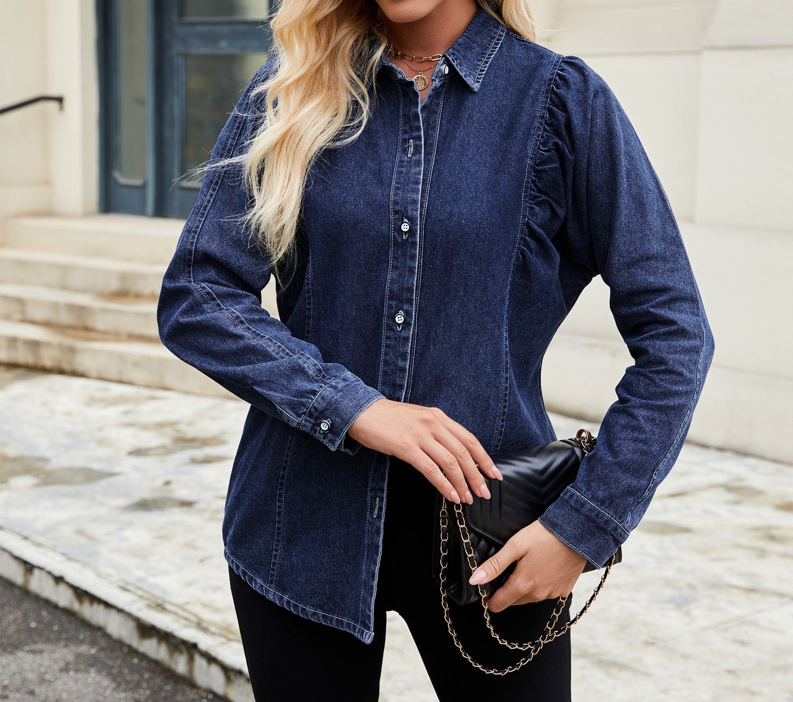 Women's Spring & Summer Washed Denim Shrug Shirt - Lightweight Long-Sleeved Casual Top