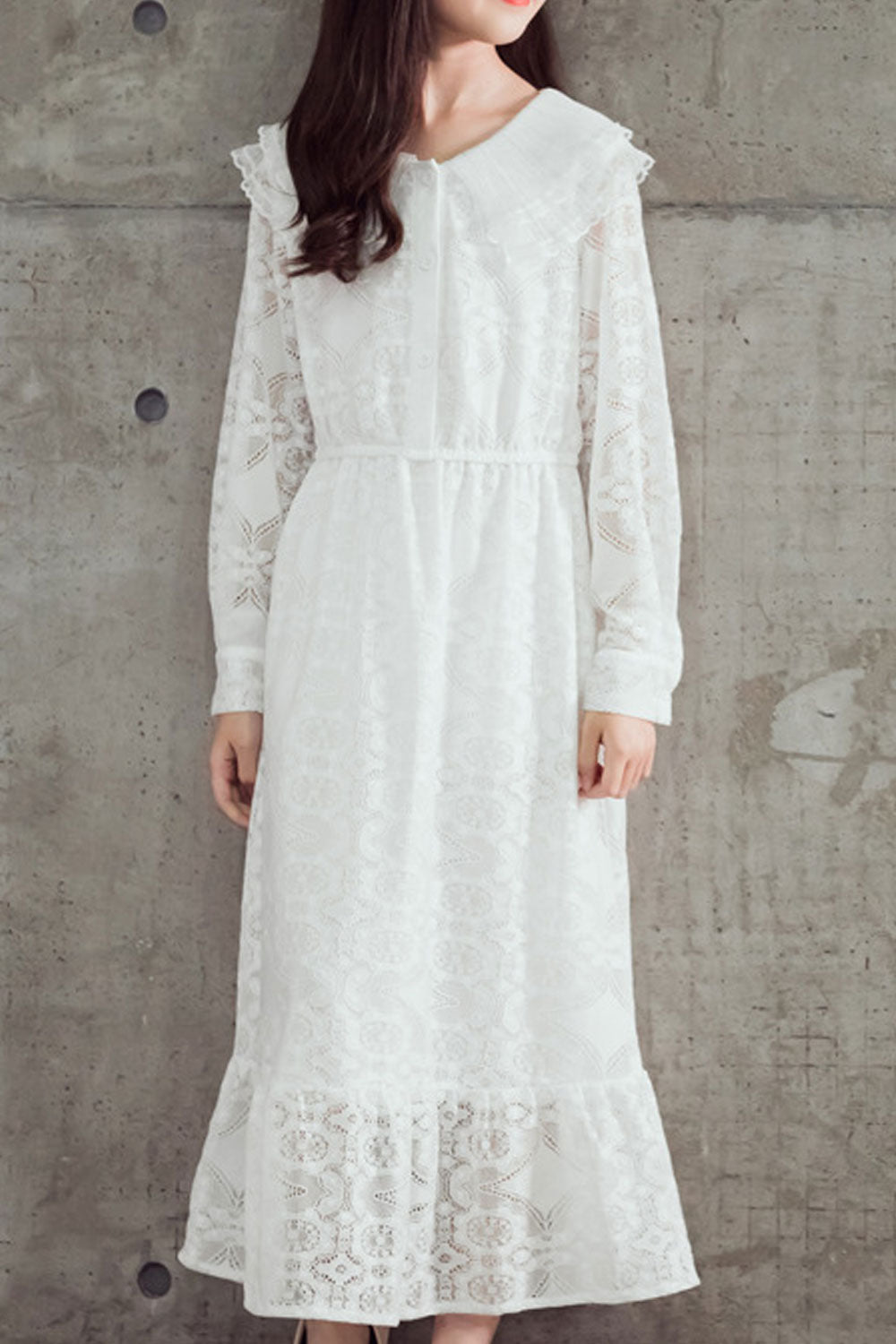 Kids Girls Long Length Solid Colored Long Sleeve Tremendous Dress