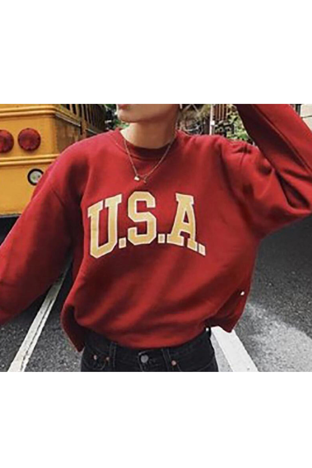 Women Fashionable Letter Printed Solid Colored Warm Sweatshirt