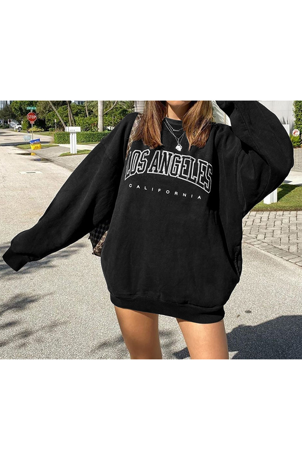 Women Breathable Solid Color Loose Fit Warm Sweatshirt