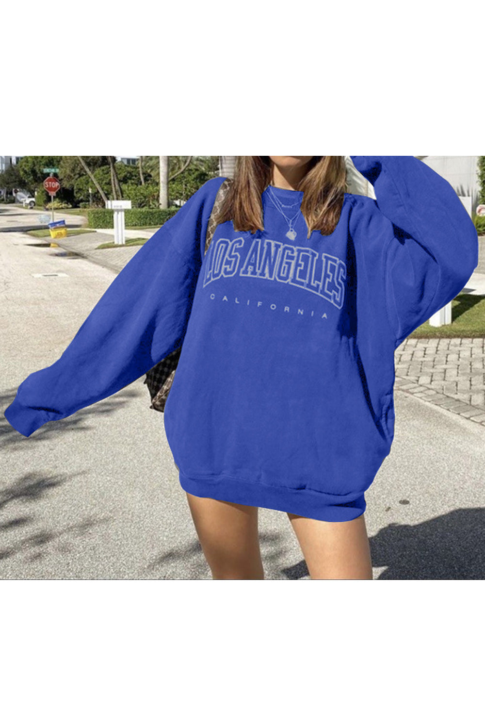 Women Breathable Solid Color Loose Fit Warm Sweatshirt