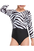 Kids Girls Fashion Printed Long Sleeve One Piece Bathing Swimwear