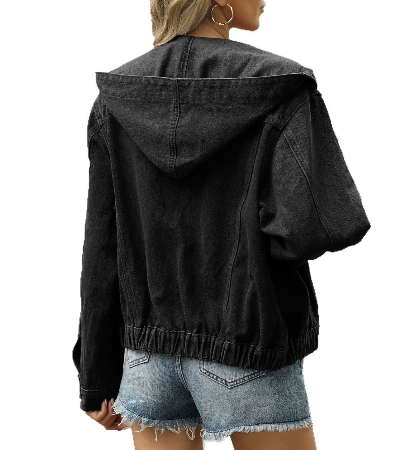 Women's Washed Hooded Denim Jacket - Lightweight Spring & Summer Casual Coat Top