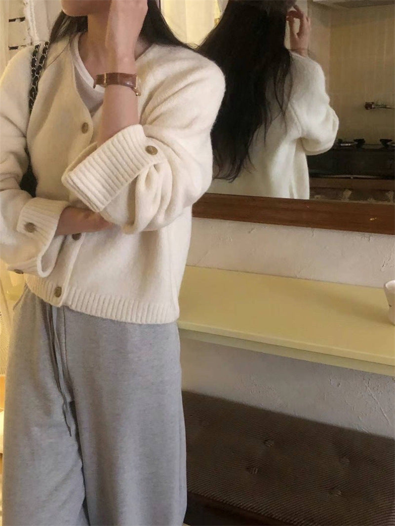 Women's V-Neck Single-Breasted Knitted Cardigan - Autumn & Winter All-Match Sweater Jacket