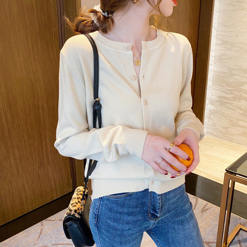 Women's Knitted Sun-Proof Cardigan - Lightweight Versatile Bottoming Top for Early Autumn & Winter