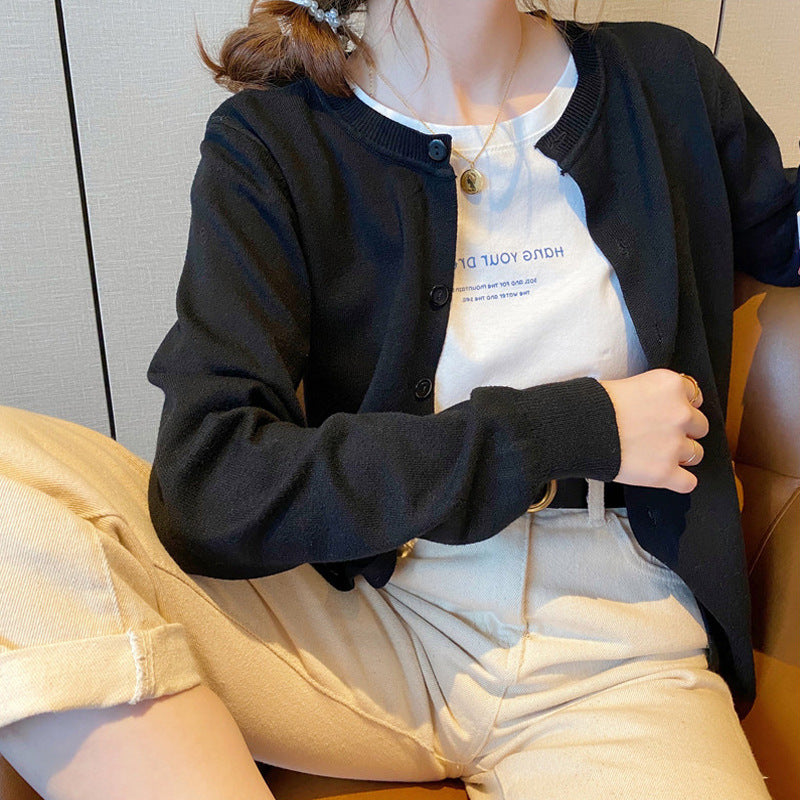Women's Knitted Sun-Proof Cardigan - Lightweight Versatile Bottoming Top for Early Autumn & Winter