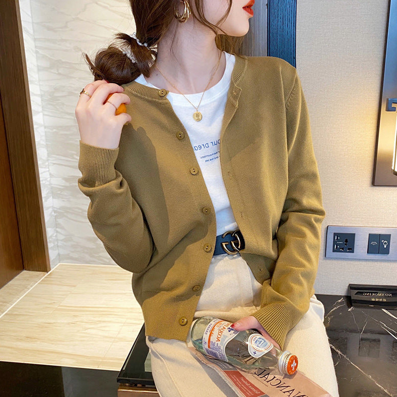 Women's Knitted Sun-Proof Cardigan - Lightweight Versatile Bottoming Top for Early Autumn & Winter