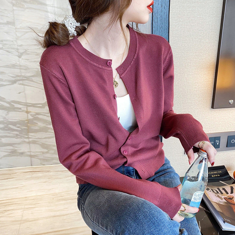 Women's Knitted Sun-Proof Cardigan - Lightweight Versatile Bottoming Top for Early Autumn & Winter