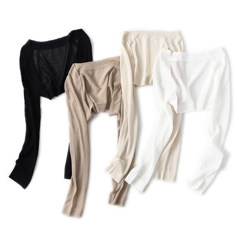Women's Ultra-Short Summer Sun Protection Knit Cardigan - Lightweight Sheer Cover-Up Sweater