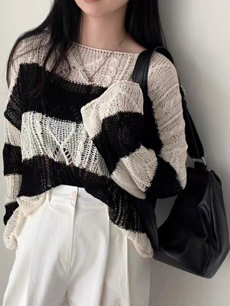 Women’s Striped Summer Sun-Proof Knit Cardigan