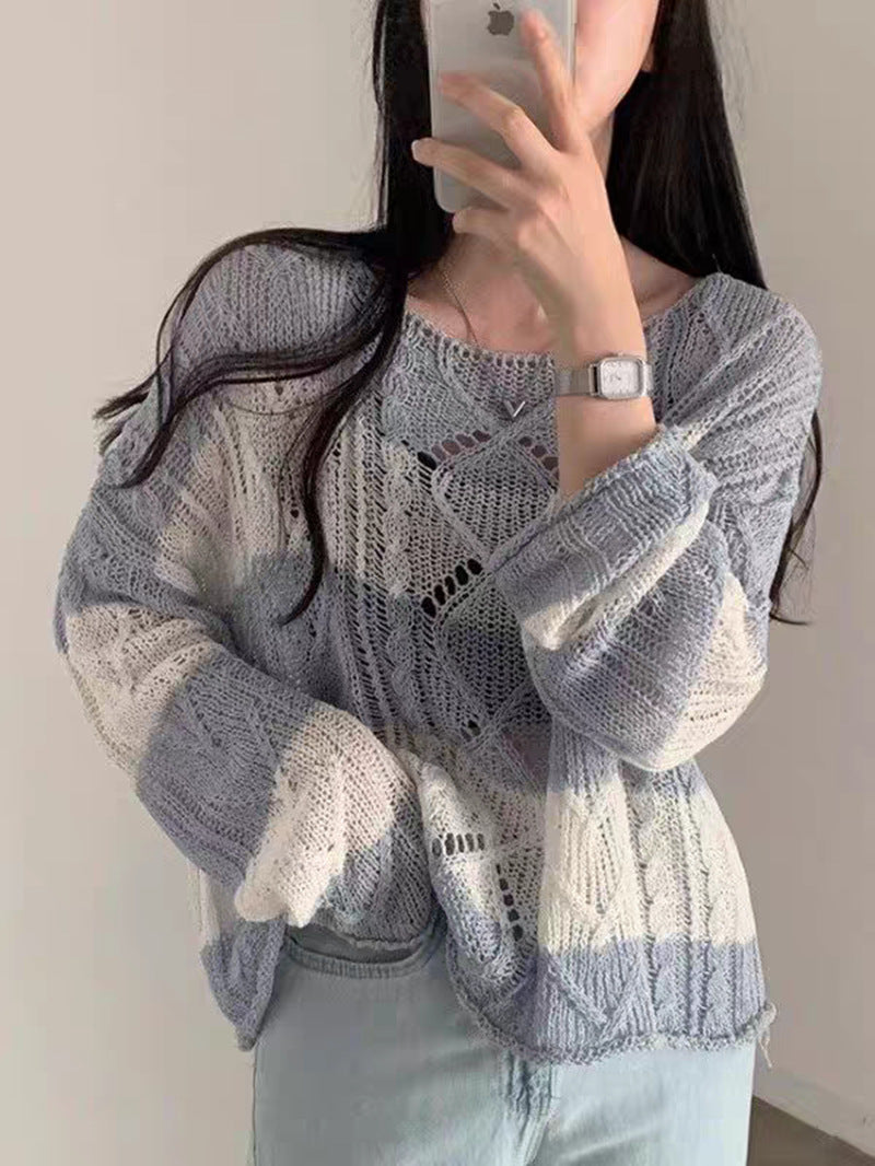 Women’s Striped Summer Sun-Proof Knit Cardigan