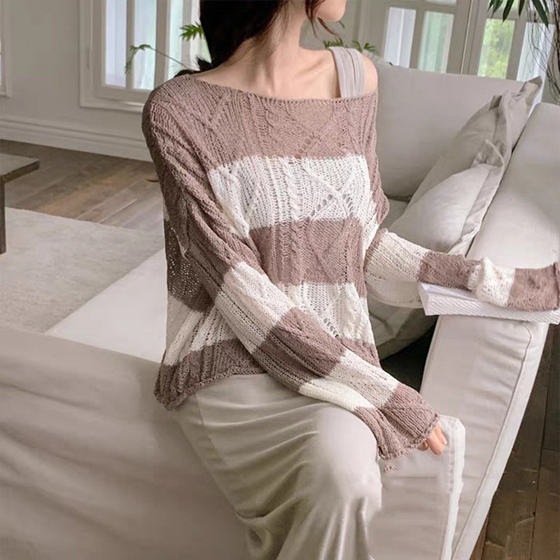 Women’s Striped Summer Sun-Proof Knit Cardigan